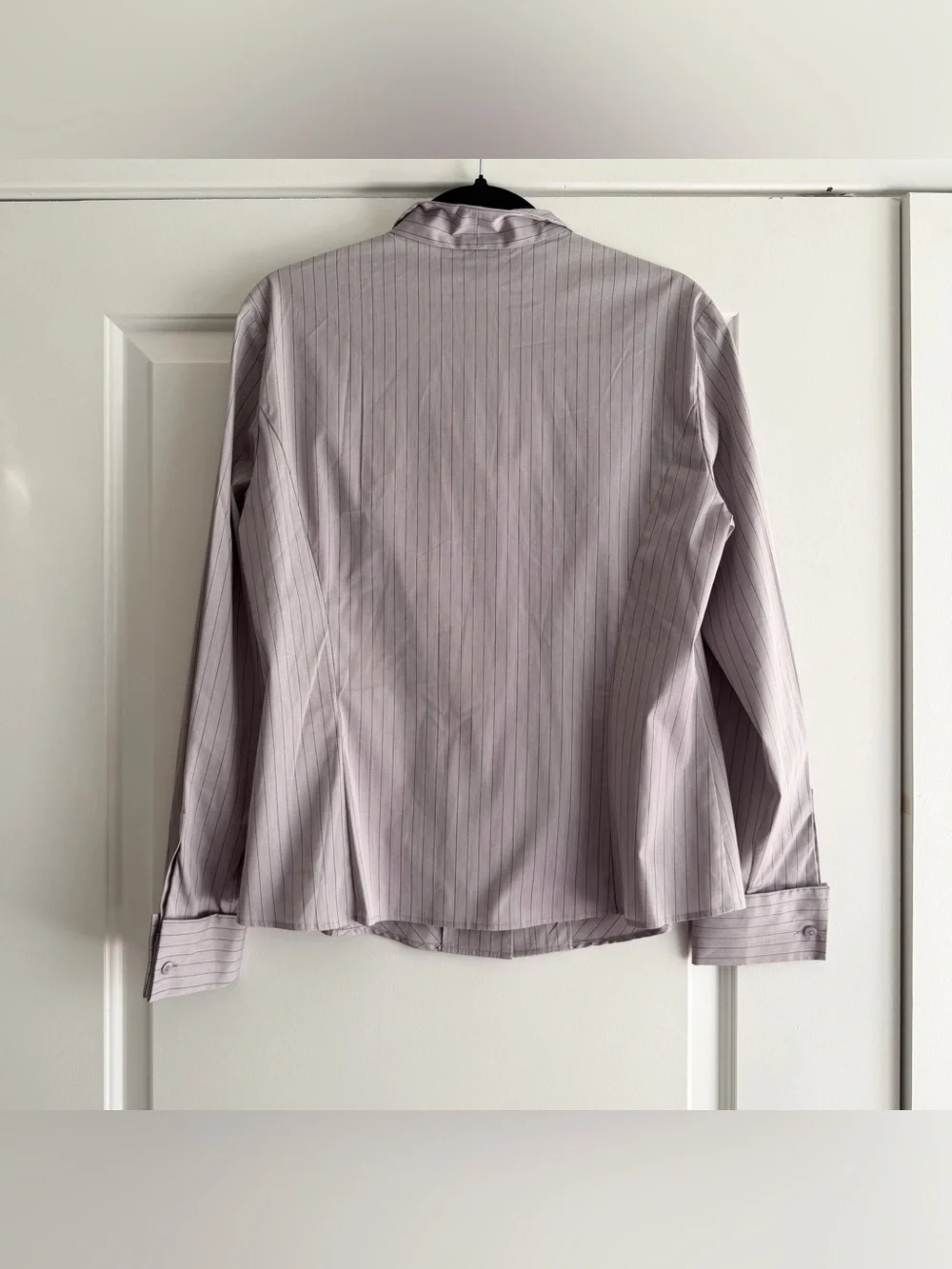 Lafayette 148 Purple Pinstripe Button Down Collared Shirt - Picture 2 of 6